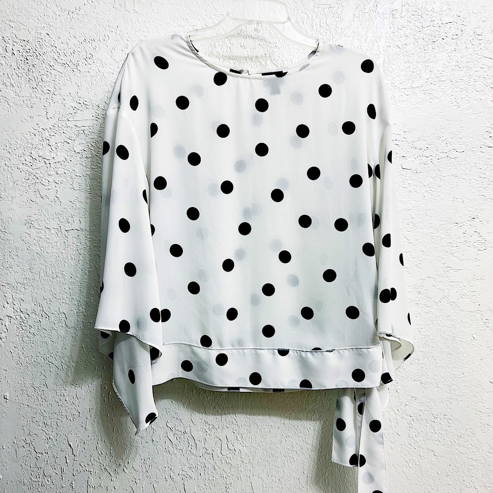 White & Black Polka Dot Blouse
